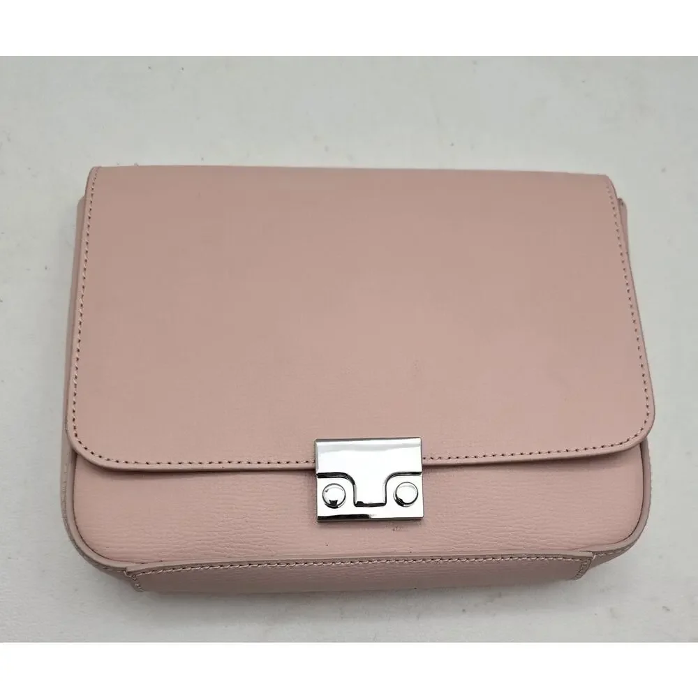 Loeffler Randall Leather Crossbody Clutch Salmon Pink Chain Strap Envelope Bag